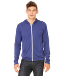 Unisex Triblend Full-Zip Lightweight Hoodie - Navy Triblend