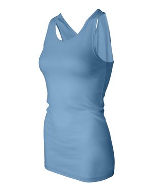 Women's Sheer Mini Rib Racerback Tank - Ocean Blue