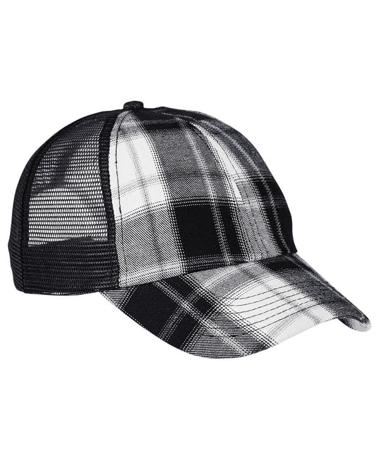 Vibe Cap - White / Black Plaid