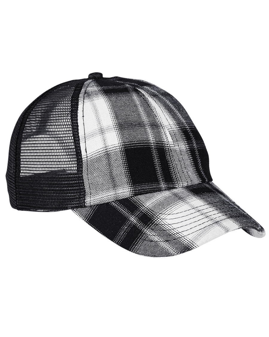 Vibe Cap - White / Black Plaid