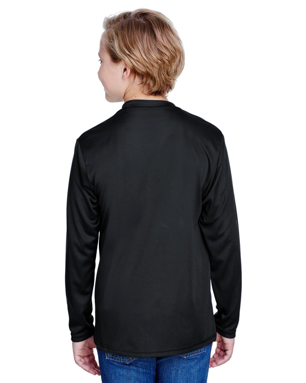 Youth Long Sleeve Cooling Performance Crew Shirt - Black