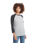 Unisex CVC 3/4 Sleeve Raglan Baseball T-Shirt - Black / Dark Heather Gray