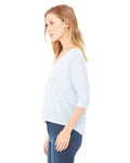 Women's Flowy Boxy Half-Sleeve V-Neck T-Shirt - Blue Marble