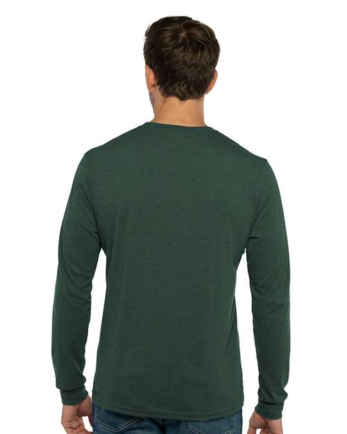 Next Level 6411 Heather Forest Green — on model back
