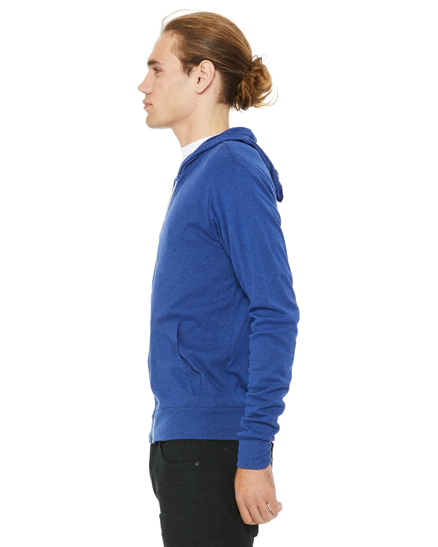 Unisex Triblend Full-Zip Lightweight Hoodie - True Royal Triblend