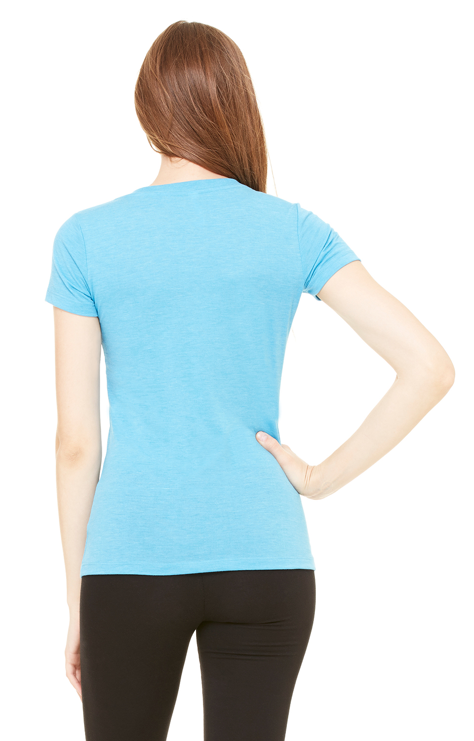 Women's Triblend Short-Sleeve Deep V-Neck T-Shirt - Aqua Triblend