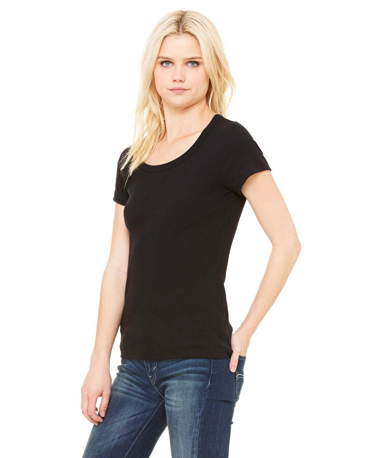 Women's Baby Rib Scoopneck Tee - Black
