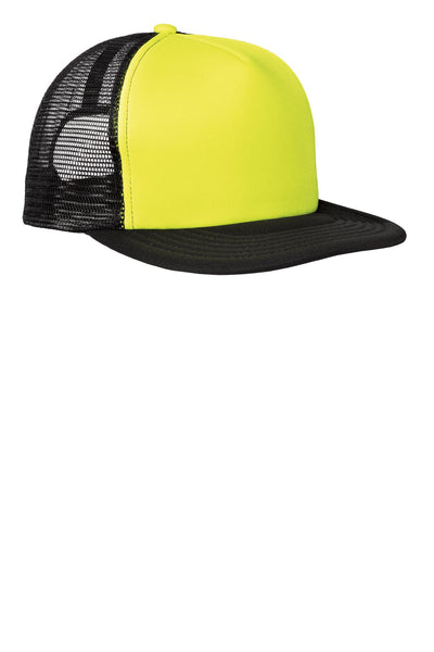 Flat Bill Snapback Trucker Cap - Neon Yellow