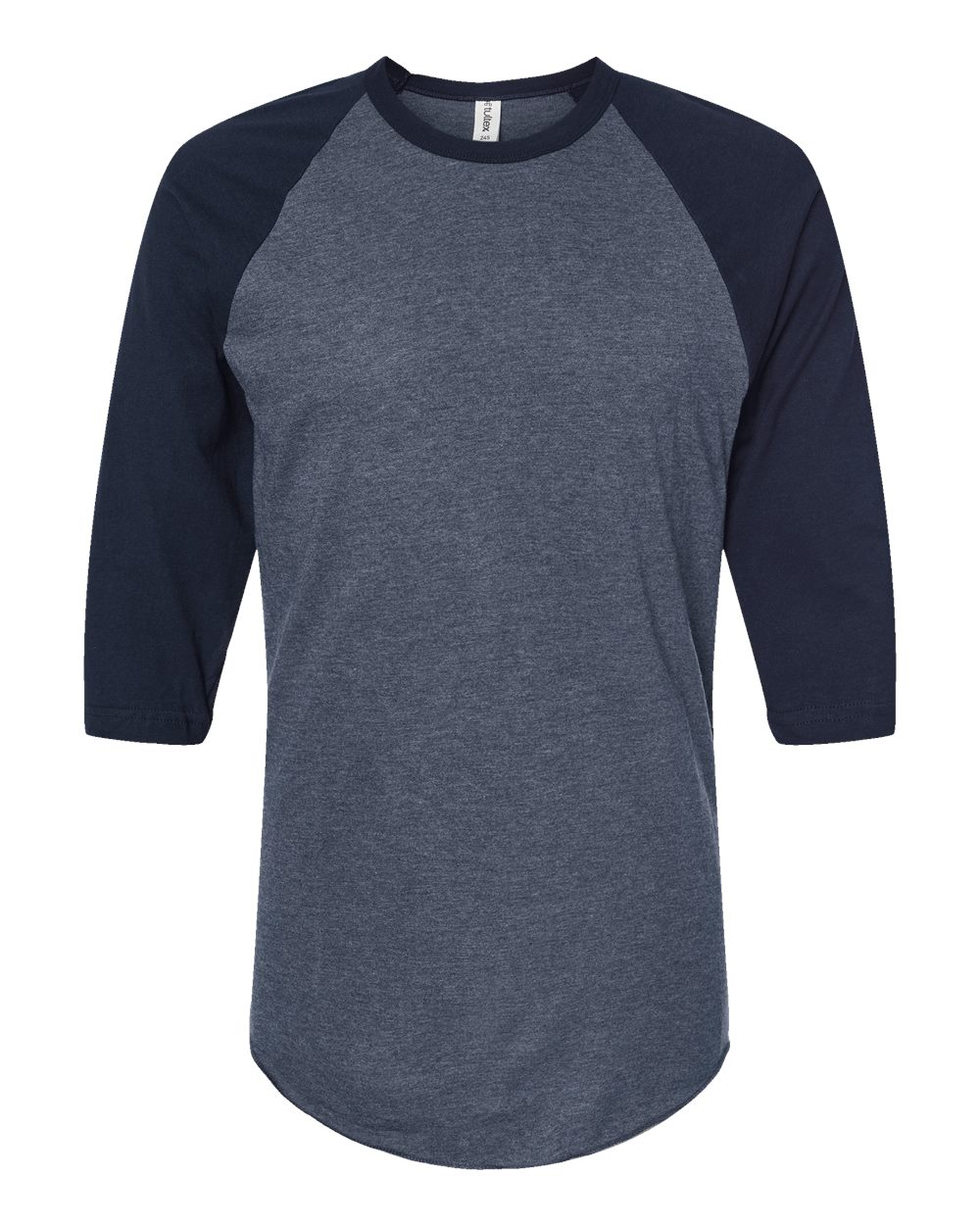 Unisex Fine Jersey Raglan Tee - Heather Denim / Navy