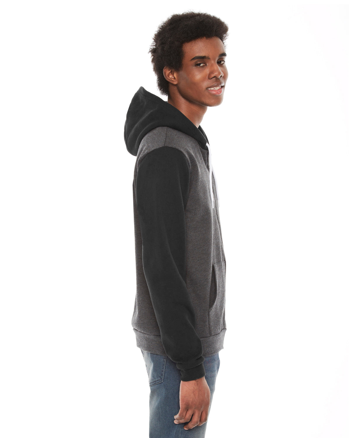 Unisex Flex Fleece Zip Hoodie - Dark Heather Gray / Black
