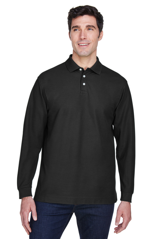 Men's Pima Piqué Long-Sleeve Polo - Black
