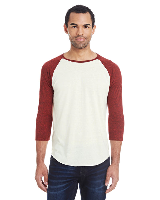 Unisex Triblend 3/4-Sleeve Raglan - Crm / Crd Black Triblend