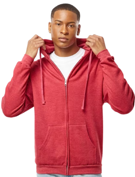 Unisex Fleece Zip Hoodie - Heather Red