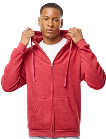 Unisex Fleece Zip Hoodie - Heather Red