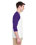 Unisex Heavy Cotton��� 3/4-Raglan Sleeve T-Shirt - White / Purple