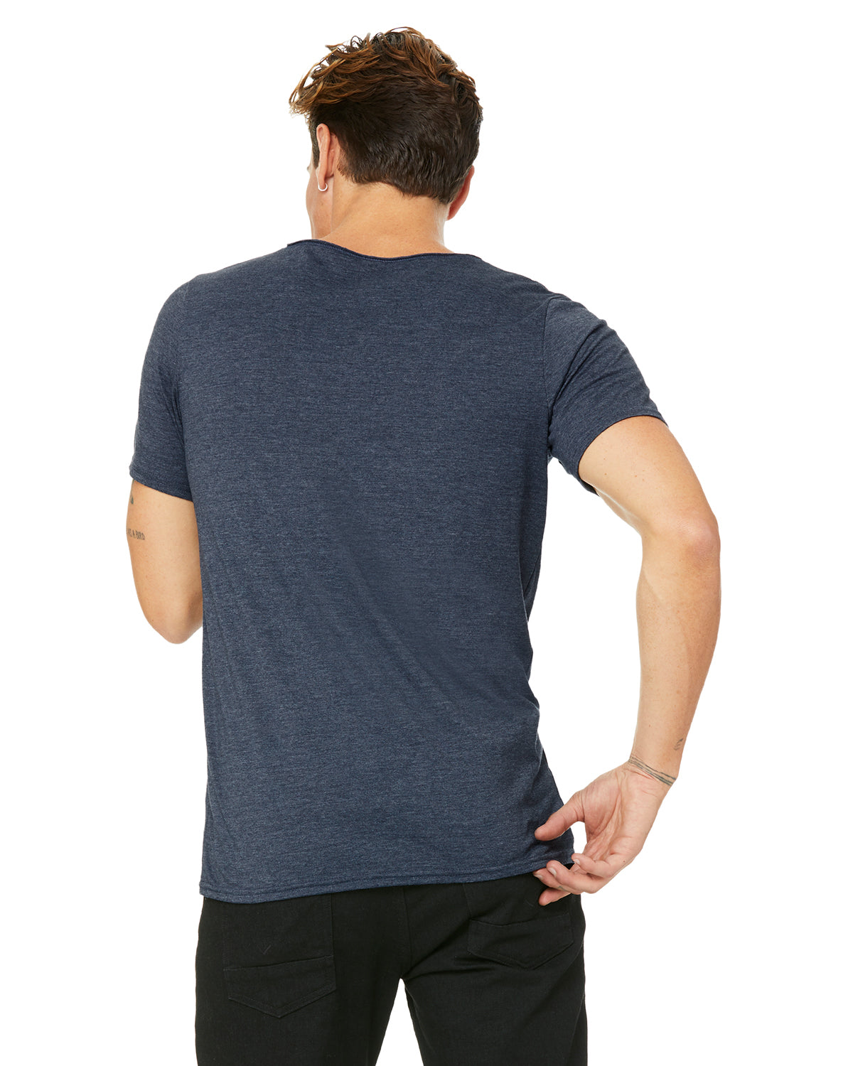 Men's Jersey Raw Neck T-Shirt - Heather Navy