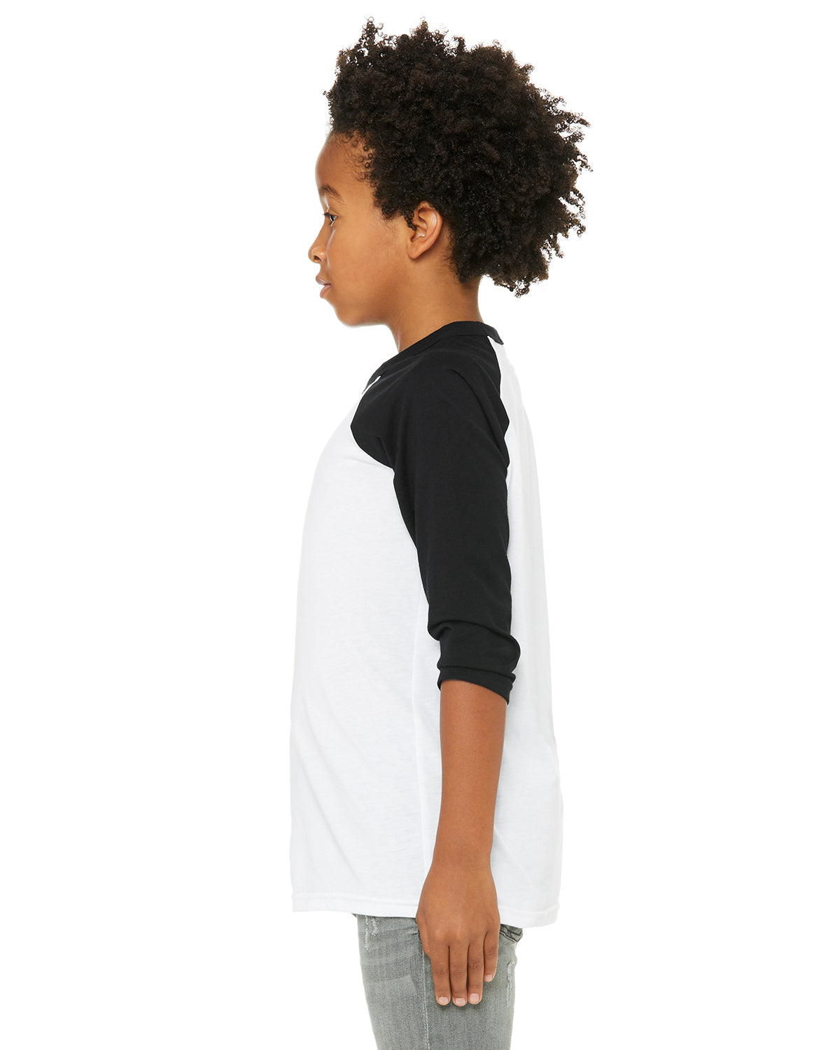 Youth 3/4-Sleeve Baseball T-Shirt - White / Black