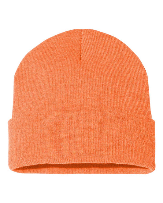 12" Solid Knit Beanie - Heather Orange
