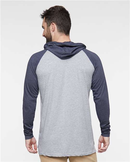 LAT 6917 Vintage Heather/ Vintage Navy/ White — on model back