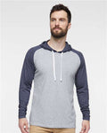 LAT 6917 Vintage Heather/ Vintage Navy/ White — on model front