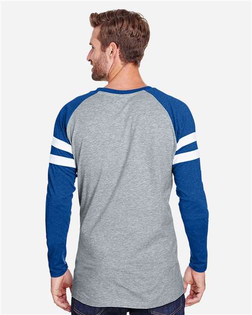 LAT 6934 Vintage Heather/ Vintage Royal — on model back