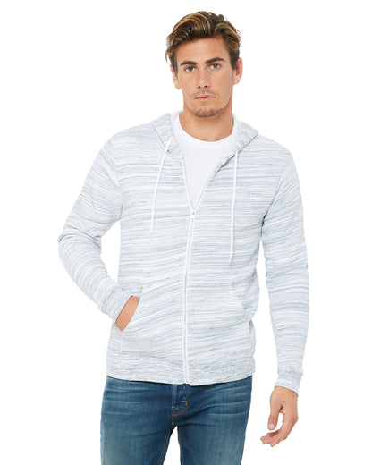 Unisex Poly-Cotton Sponge Fleece Full-Zip Hoodie - Light Gray Marble