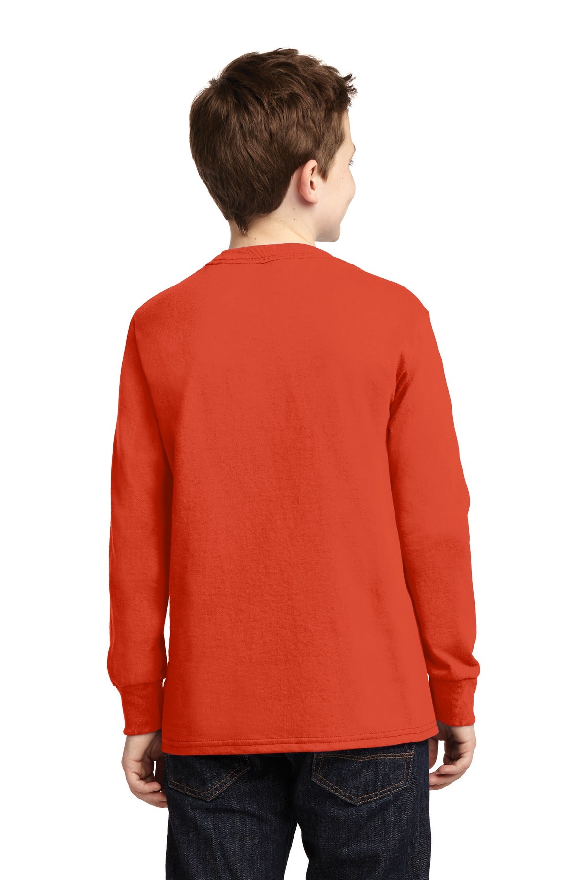 Youth Long Sleeve Core Cotton Tee - Orange