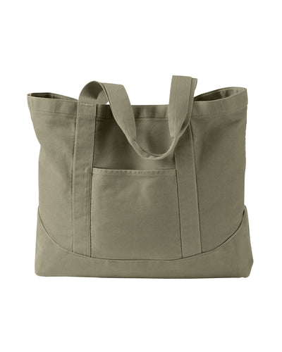 Pigment-Dyed Large Canvas Tote - Khaki Green