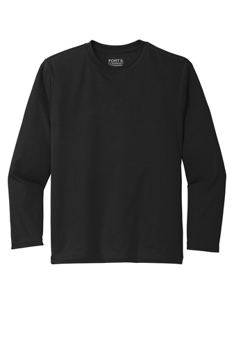 Youth Long Sleeve Performance Tee - Jet Black