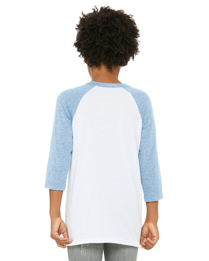 Youth 3/4-Sleeve Baseball T-Shirt - White / Denim