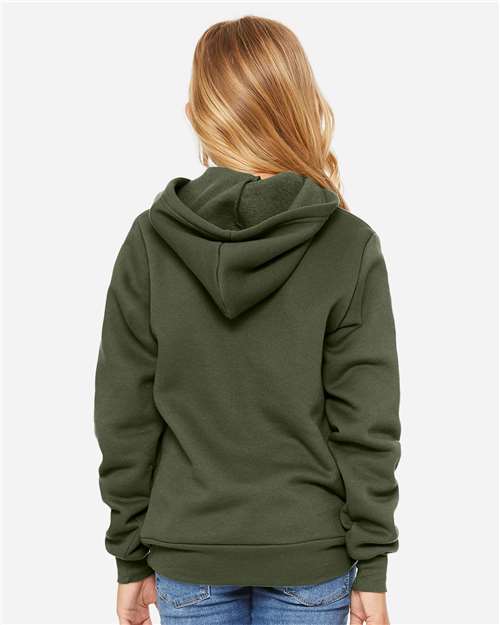 BELLA + CANVAS 3719Y Military Green — on model back