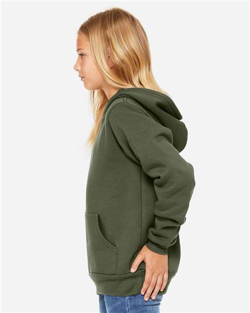 BELLA + CANVAS 3719Y Military Green — on model side