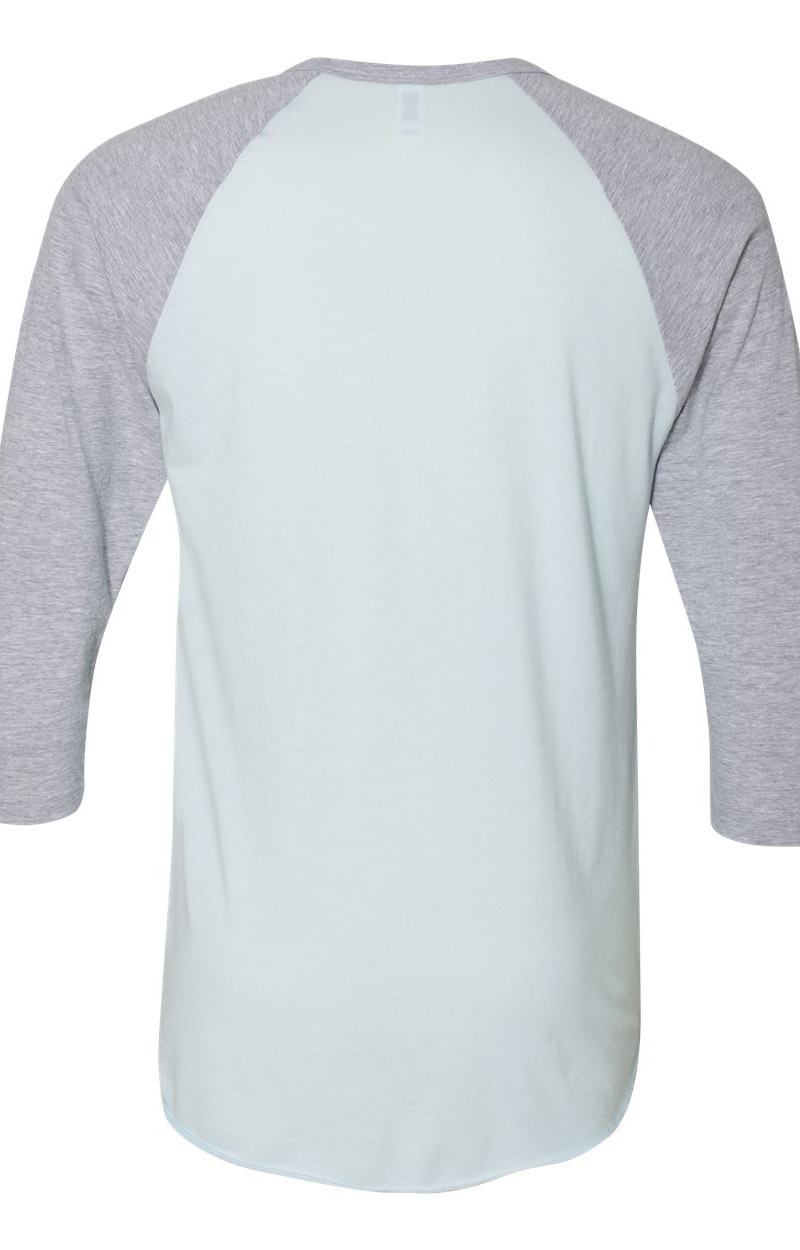 Unisex Poly-Cotton 3/4-Sleeve Raglan T-Shirt - Light Blue / Heather Gray