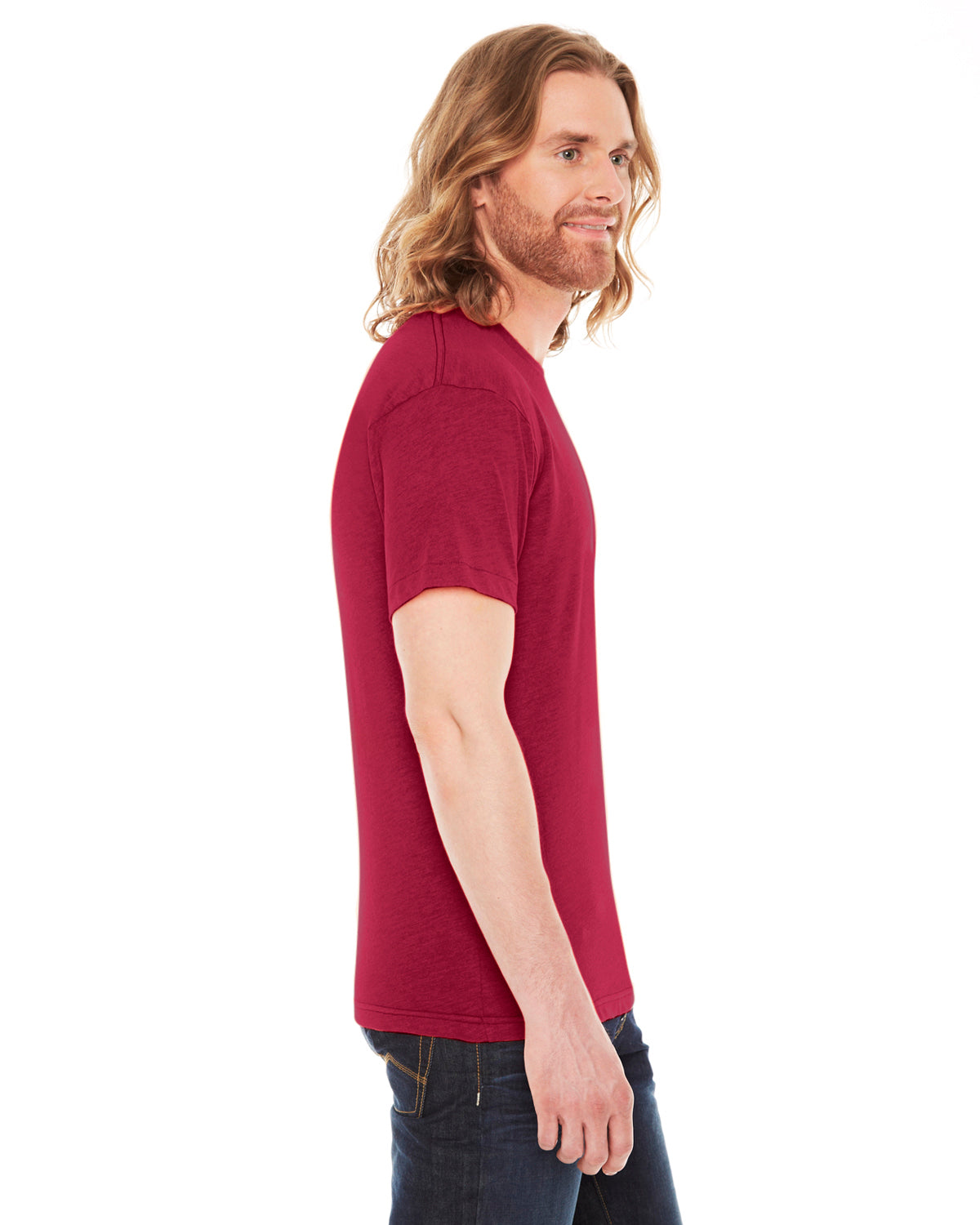 Unisex Poly-Cotton USA Made Crewneck T-Shirt - Heather Red