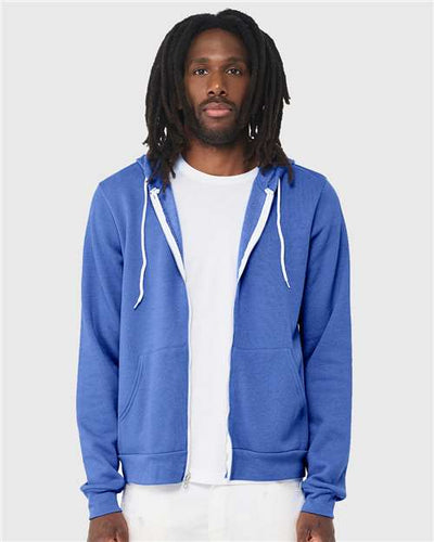 BELLA + CANVAS 3739 Heather Columbia Blue — on model front