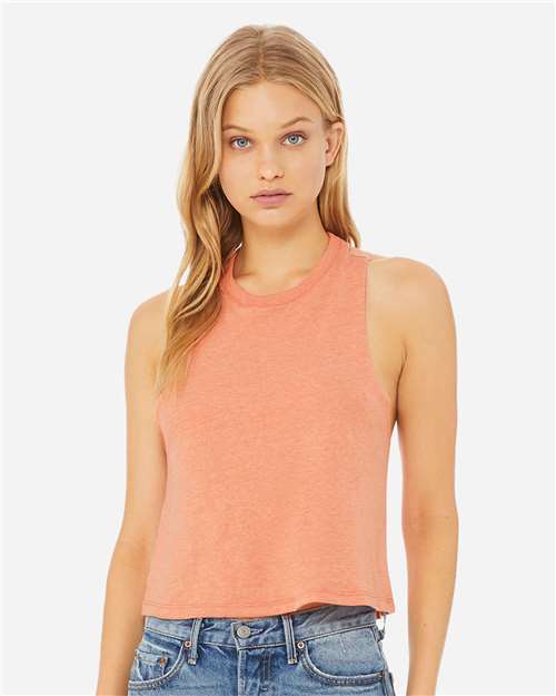 BELLA + CANVAS 6682 Heather Sunset — on model front