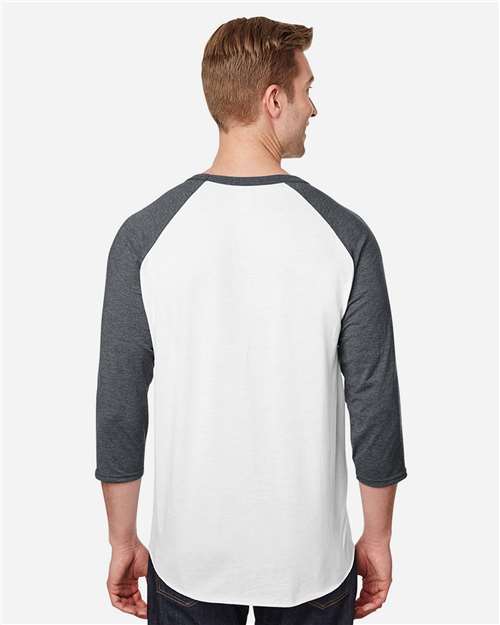 JERZEES 560RR White/ Charcoal Heather — on model back