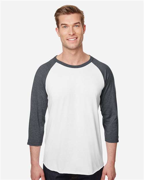 JERZEES 560RR White/ Charcoal Heather — on model front