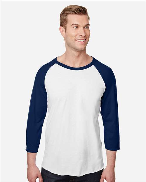 JERZEES 560RR White/ J. Navy — on model front