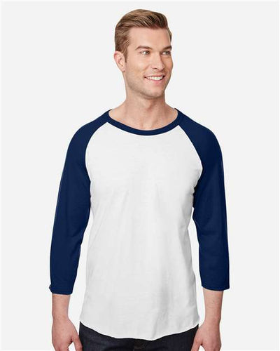 JERZEES 560RR White/ J. Navy — on model front