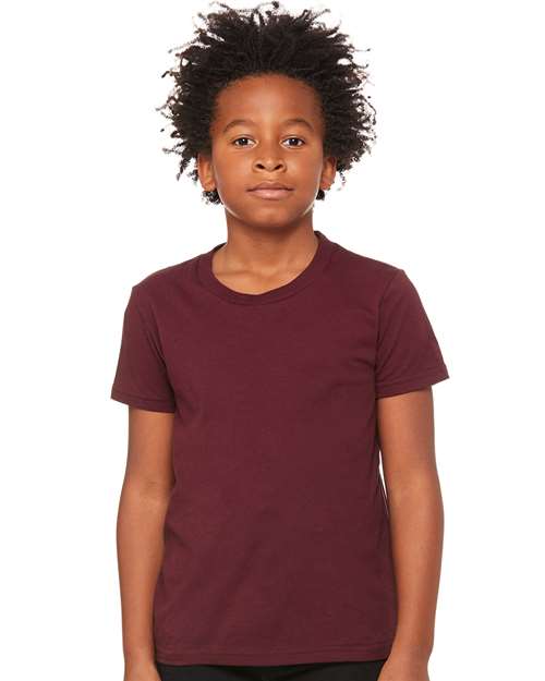 BELLA + CANVAS 3001Y Maroon — on model front