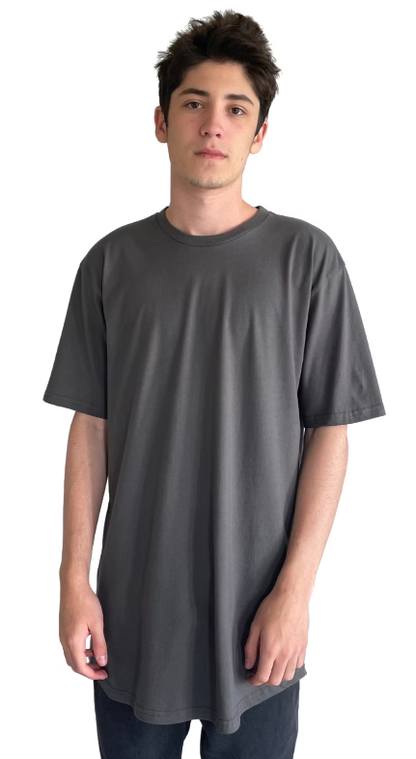 Men's Cotton Long Body Crew - Heavy Metal