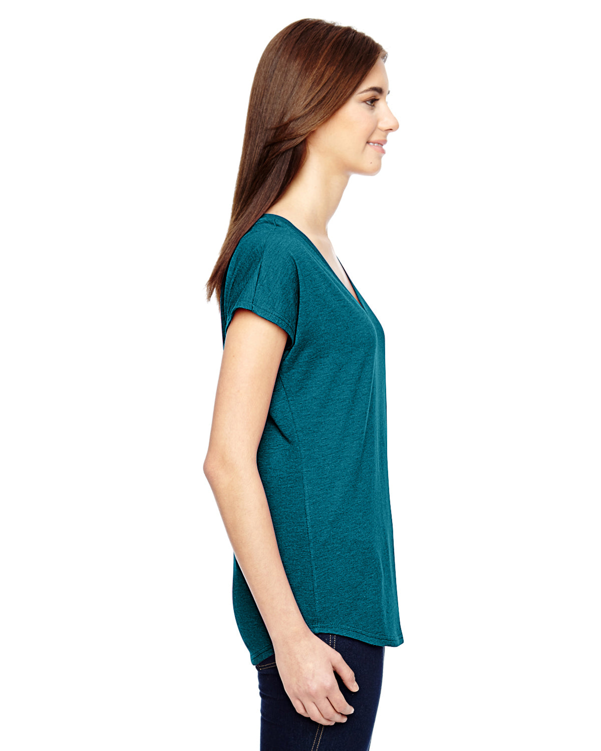 Women's Triblend V-Neck T-Shirt - Heather Galapagos Blue