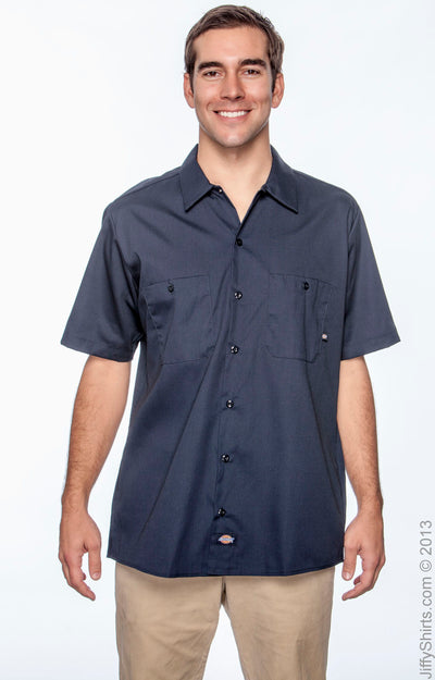 Men's Industrial Short-Sleeve Work Shirt - Dark Navy