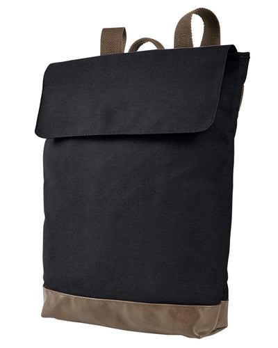 Canvas Rucksack Backpack - Black / Brown