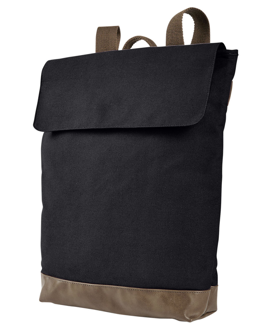 Canvas Rucksack Backpack - Black / Brown