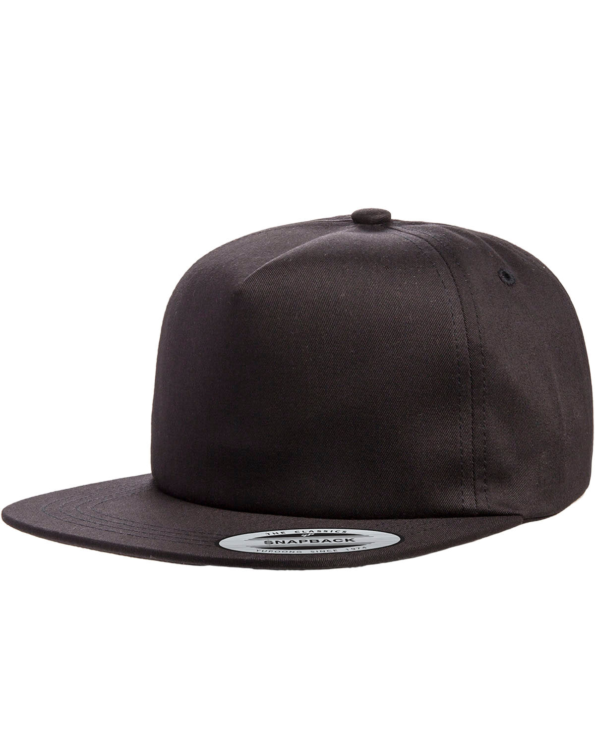 Unisex Unstructured 5-Panel Snapback Cap - Black