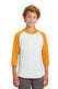 Sport-Tek YT200 - Youth Colorblock Raglan Jersey - White / Gold