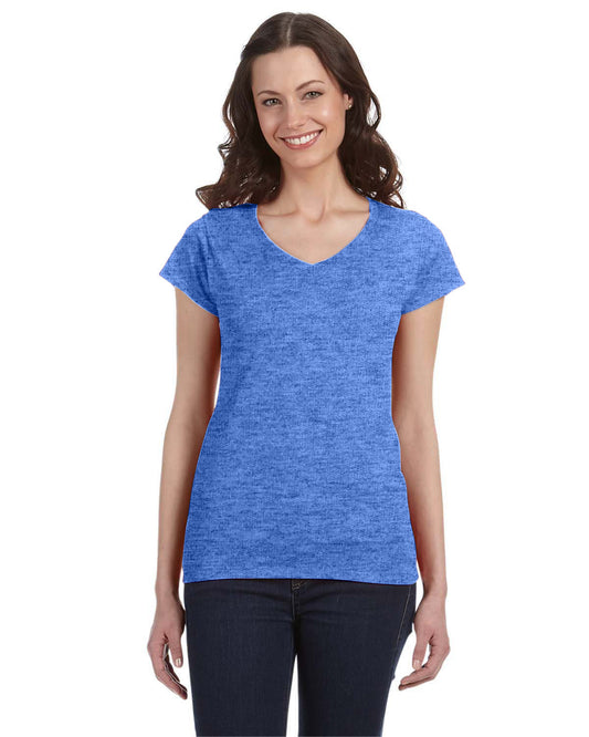 Women's SoftStyle® Fitted V-Neck T-Shirt - Heather Royal