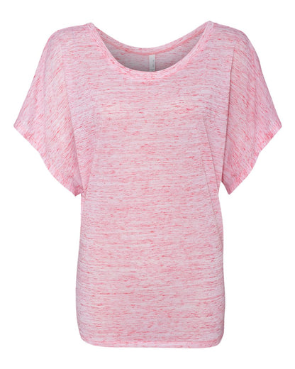 Women's Flowy Draped Sleeve Dolman T-Shirt - Red Marble